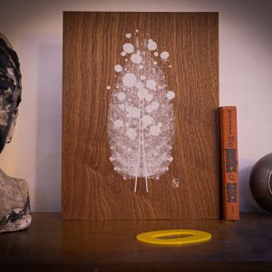 Dana Gusman screen print leaf on wood