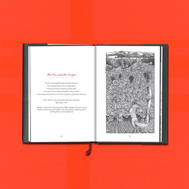 Spread from the Ditchling Fable Book by John Vernon Lord, published in collaboration with Ditchling Museum of Art + Craft.